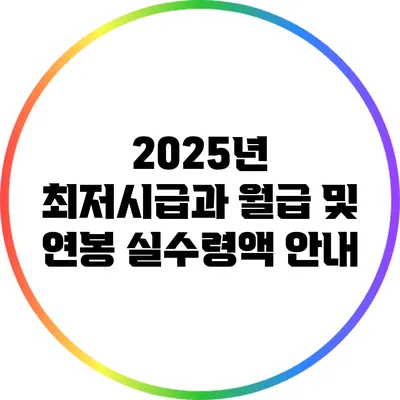 2025년 최저시급과 월급 및 연봉 실수령액 안내