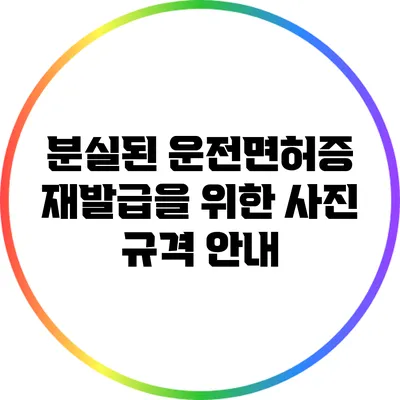 분실된 운전면허증 재발급을 위한 사진 규격 안내