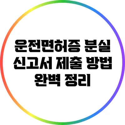 운전면허증 분실 신고서 제출 방법 완벽 정리