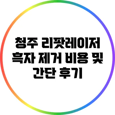 청주 리팟레이저 흑자 제거 비용 및 간단 후기