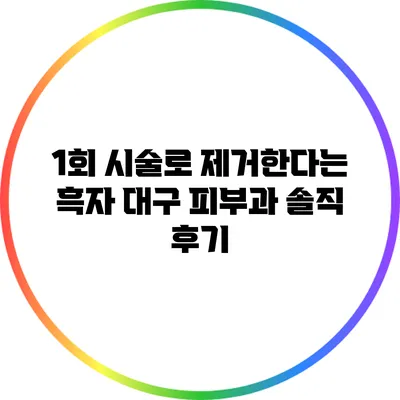 1회 시술로 제거한다는 흑자: 대구 피부과 솔직 후기