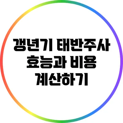 갱년기 태반주사 효능과 비용 계산하기