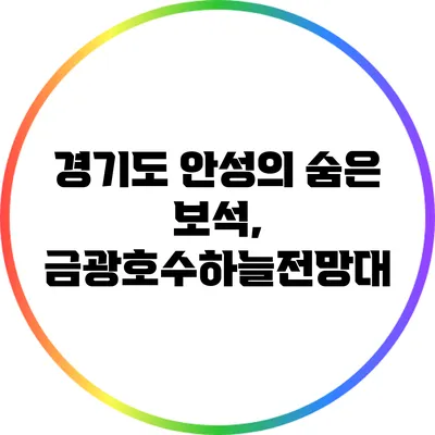 경기도 안성의 숨은 보석, 금광호수하늘전망대