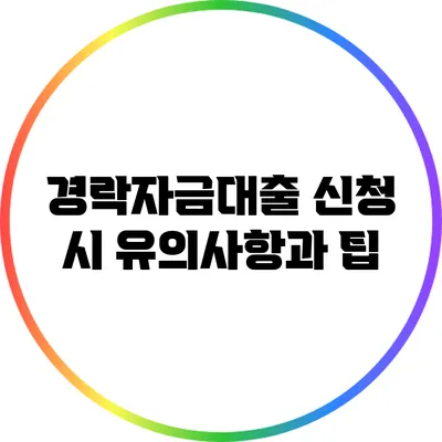 경락자금대출 신청 시 유의사항과 팁