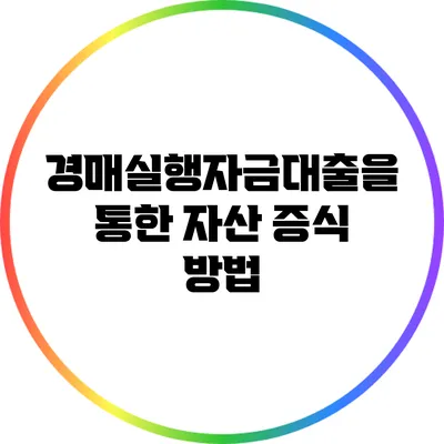 경매실행자금대출을 통한 자산 증식 방법