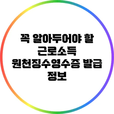 꼭 알아두어야 할 근로소득 원천징수영수증 발급 정보