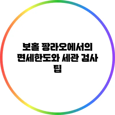 보홀 팡라오에서의 면세한도와 세관 검사 팁