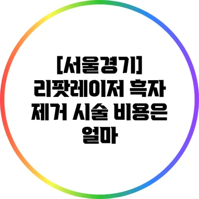 [서울/경기] 리팟레이저 흑자 제거 시술 비용은 얼마?