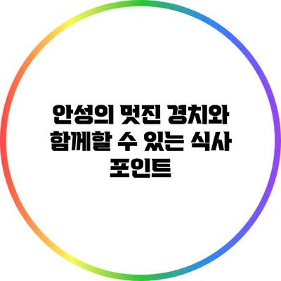 안성의 멋진 경치와 함께할 수 있는 식사 포인트