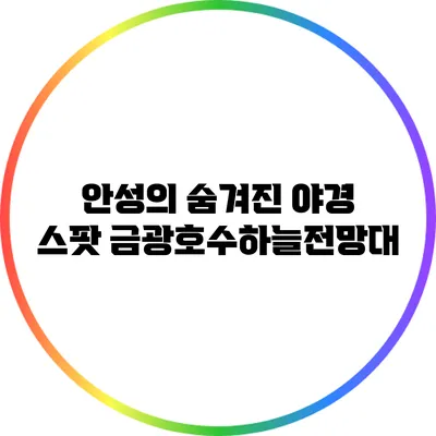안성의 숨겨진 야경 스팟: 금광호수하늘전망대