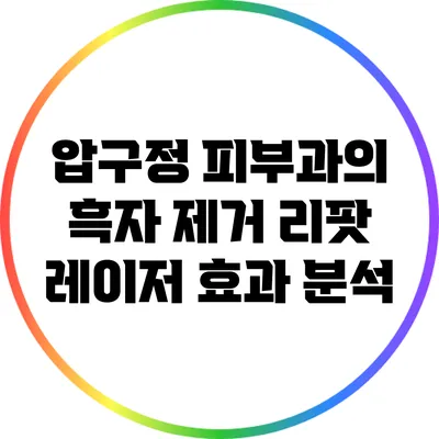 압구정 피부과의 흑자 제거 리팟 레이저 효과 분석