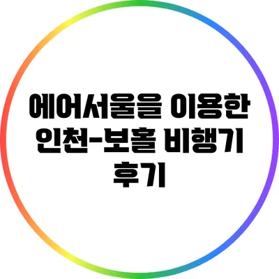 에어서울을 이용한 인천-보홀 비행기 후기