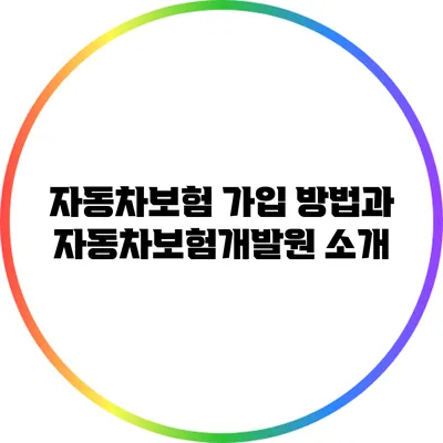자동차보험 가입 방법과 자동차보험개발원 소개