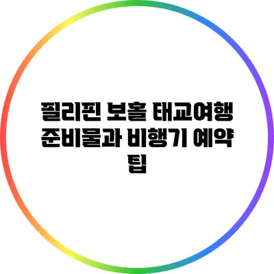 필리핀 보홀 태교여행 준비물과 비행기 예약 팁