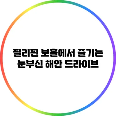 필리핀 보홀에서 즐기는 눈부신 해안 드라이브