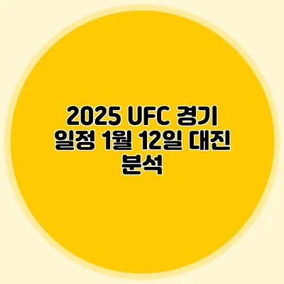 2025 UFC 경기 일정 1월 12일 대진 분석