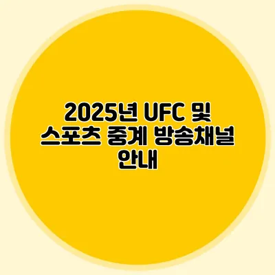 2025년 UFC 및 스포츠 중계 방송채널 안내