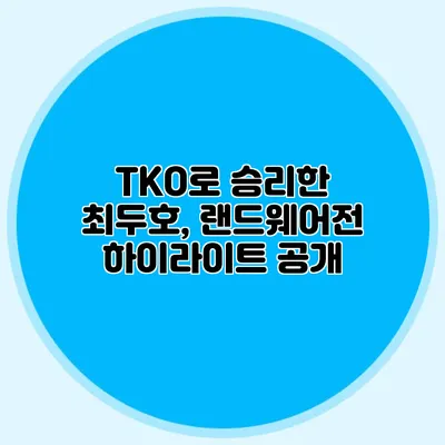 TKO로 승리한 최두호, 랜드웨어전 하이라이트 공개