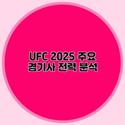 UFC 2025 주요 경기사 전력 분석