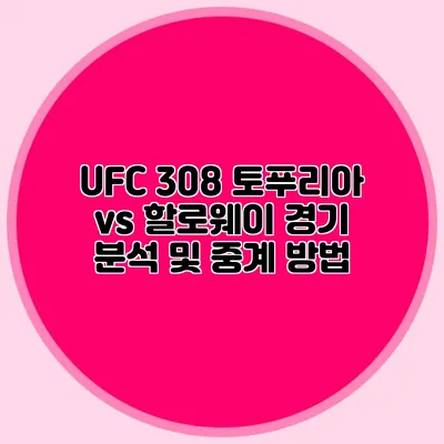 UFC 308 토푸리아 vs 할로웨이 경기 분석 및 중계 방법