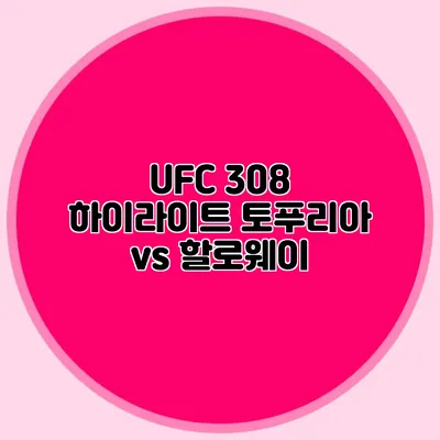 UFC 308 하이라이트 토푸리아 vs 할로웨이