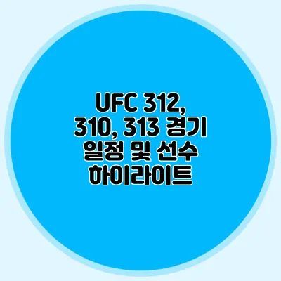 UFC 312, 310, 313 경기 일정 및 선수 하이라이트