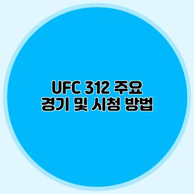 UFC 312 주요 경기 및 시청 방법