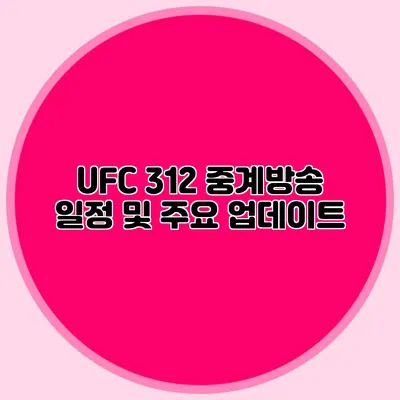 UFC 312 중계방송 일정 및 주요 업데이트