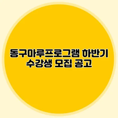 동구마루프로그램 하반기 수강생 모집 공고