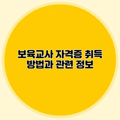 보육교사 자격증 취득 방법과 관련 정보