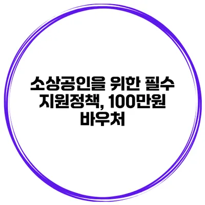 소상공인을 위한 필수 지원정책, 100만원 바우처