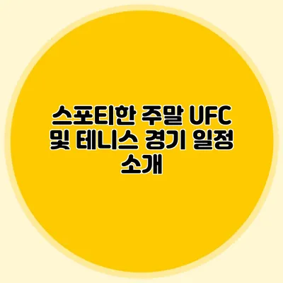 스포티한 주말 UFC 및 테니스 경기 일정 소개