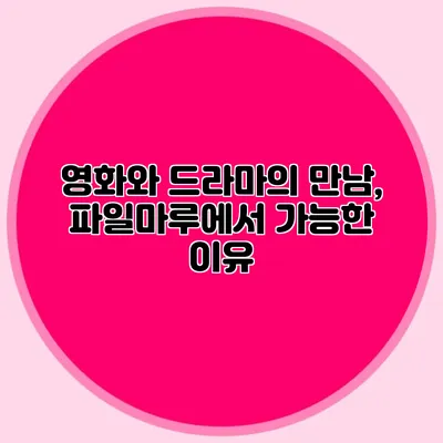 영화와 드라마의 만남, 파일마루에서 가능한 이유