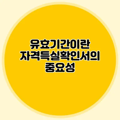 유효기간이란? 자격득실확인서의 중요성