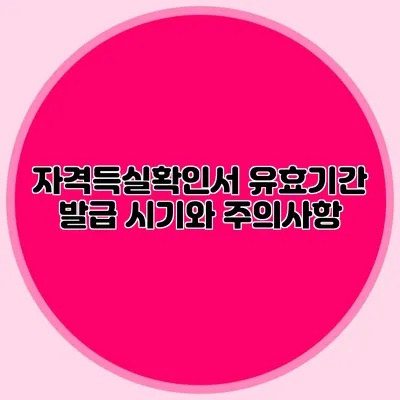 자격득실확인서 유효기간 발급 시기와 주의사항