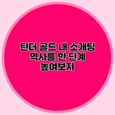 틴더 골드 내 소개팅 역사를 한 단계 높여보자