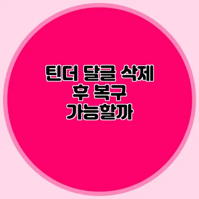 틴더 달글 삭제 후 복구 가능할까?