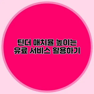 틴더 매치율 높이는 유료 서비스 활용하기