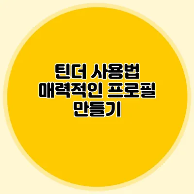 틴더 사용법 매력적인 프로필 만들기