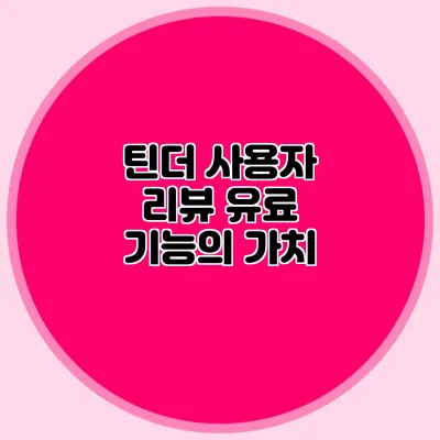 틴더 사용자 리뷰 유료 기능의 가치