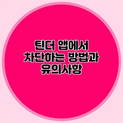 틴더 앱에서 차단하는 방법과 유의사항