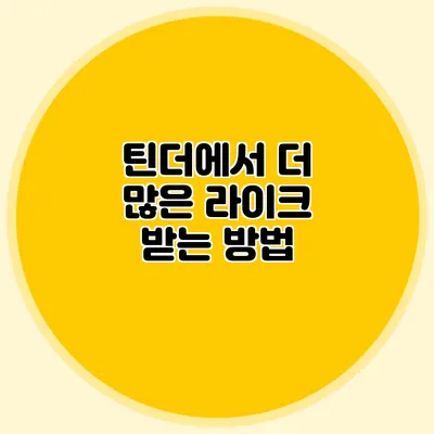 틴더에서 더 많은 라이크 받는 방법