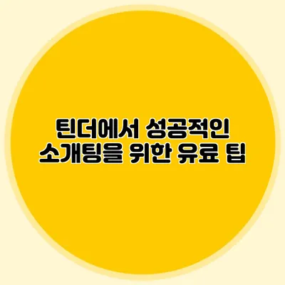 틴더에서 성공적인 소개팅을 위한 유료 팁