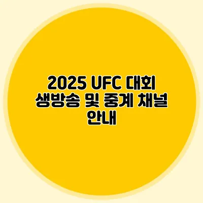 2025 UFC 대회 생방송 및 중계 채널 안내