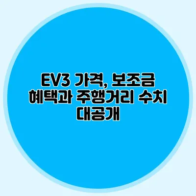 EV3 가격, 보조금 혜택과 주행거리 수치 대공개