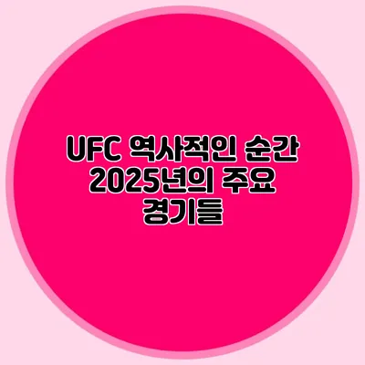 UFC 역사적인 순간 2025년의 주요 경기들
