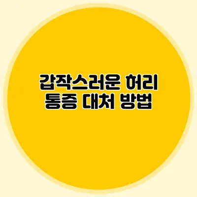 갑작스러운 허리 통증 대처 방법