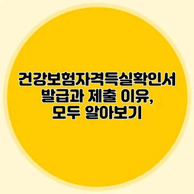 건강보험자격득실확인서 발급과 제출 이유, 모두 알아보기