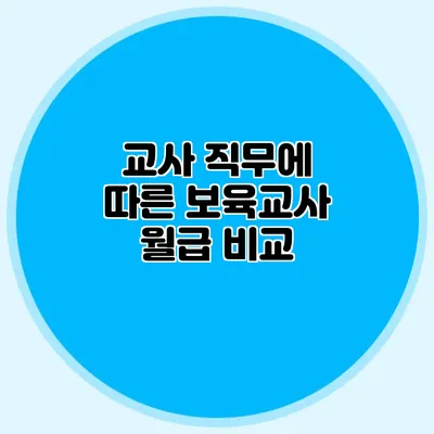교사 직무에 따른 보육교사 월급 비교