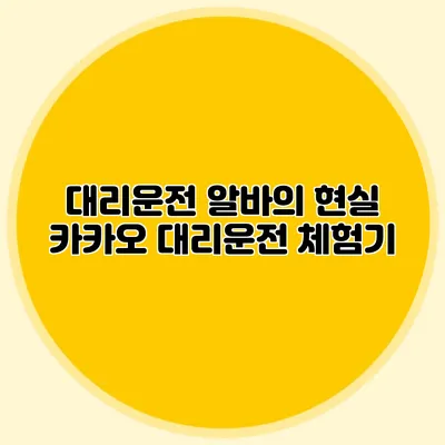 대리운전 알바의 현실 카카오 대리운전 체험기